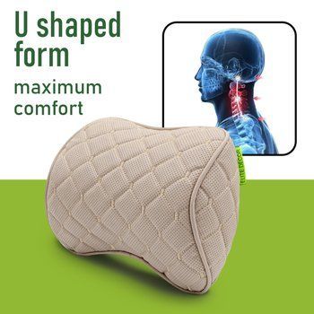 Car headrest AMF 001-9 250x200x100 made of eco-leather beige with perforation
