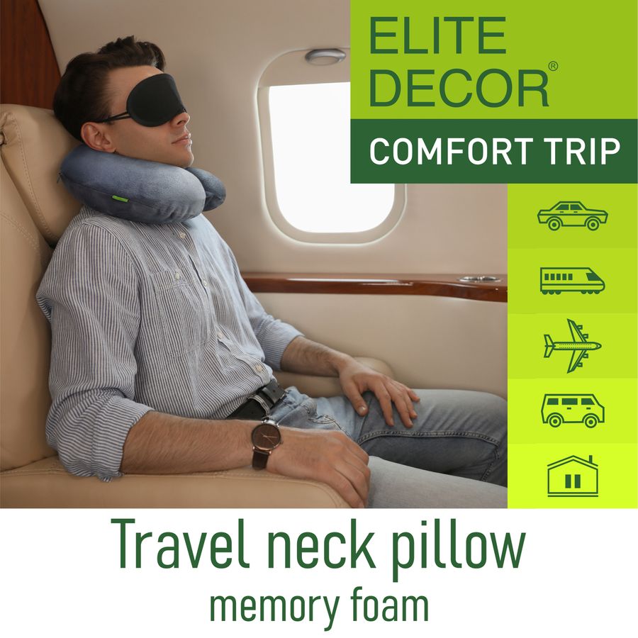 Travel pillow PMF 001-1 305x285x100 light gray with button