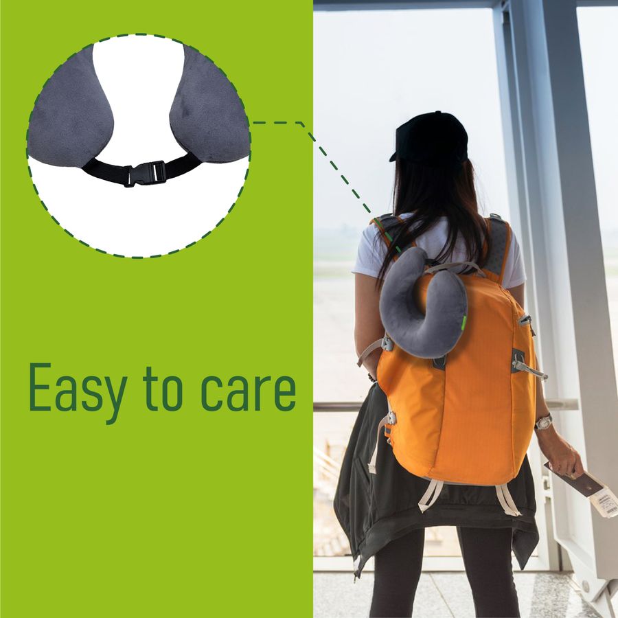 Travel pillow PMF 001-2 305x285x100 light gray with fastex