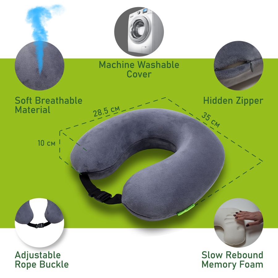 Travel pillow PMF 001-2 305x285x100 light gray with fastex